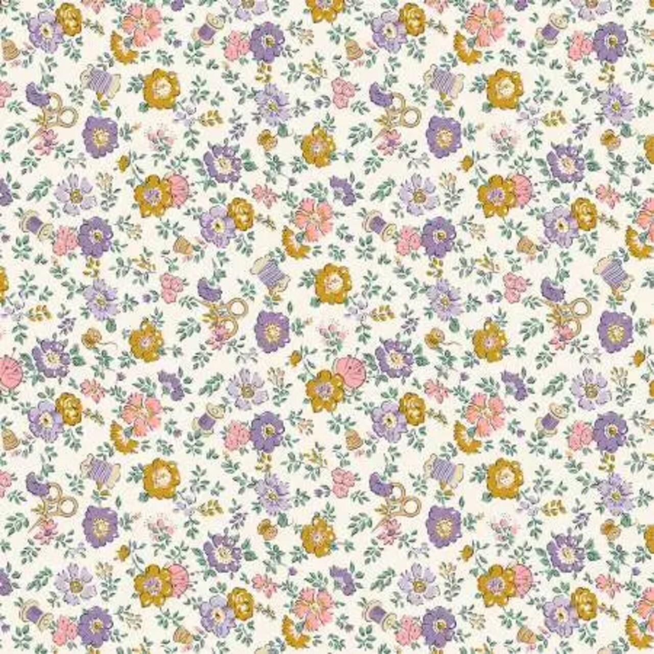 Liberty Tudor Celebration Haberdashery Floral 01667443C 44"/45" Fabric Per Yard